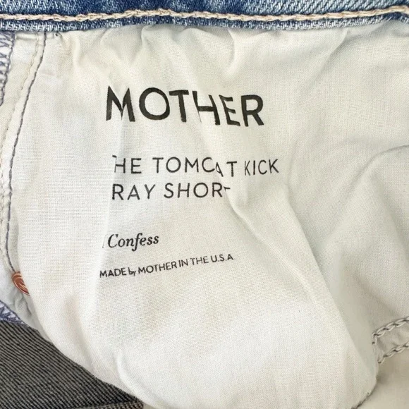MOTHER • Superior The Tomcat Kick Fray Short I Confess Heart Denim Jeans Short - Picture 9 of 12
